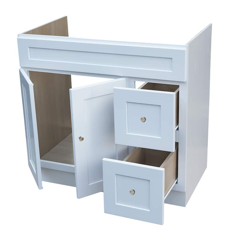 36x21 White Shaker Bathroom Vanity with Drawers
