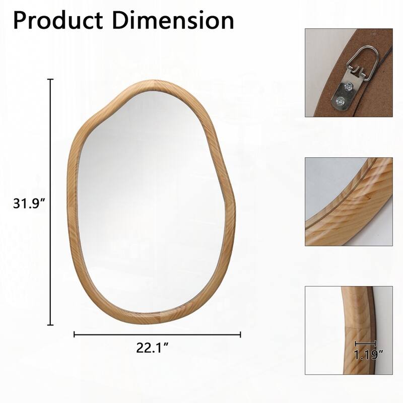 Abstract Irregular Shape Curvy Mirror - Antique Natural
