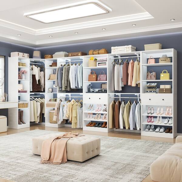 Set of 3 Freestanding Corner Closet System Set, Garment Rack Wardrobe Closet Organizer for Walk-in/ Reach-in Closet
