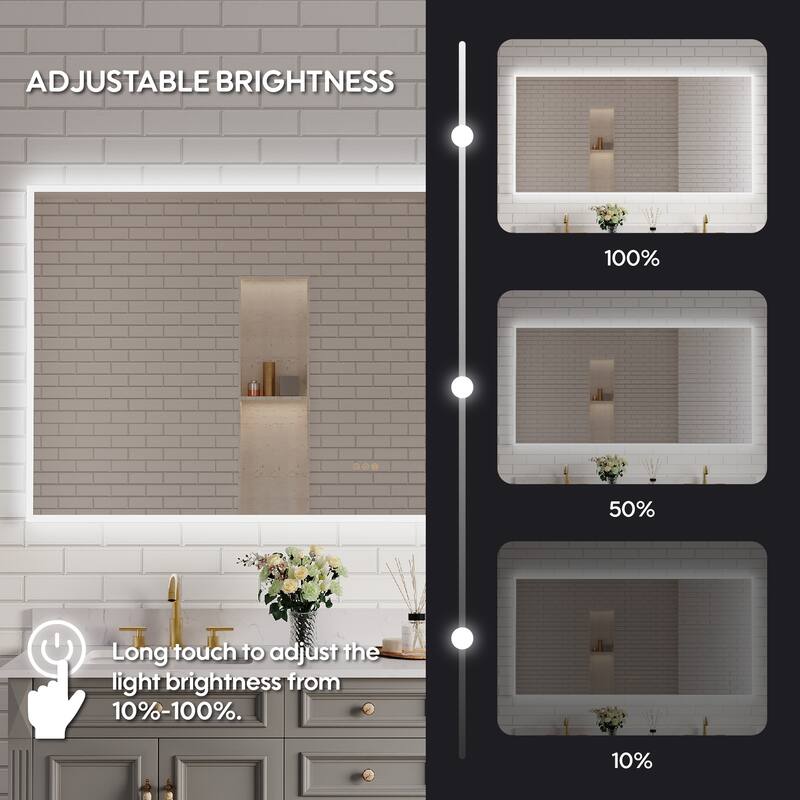 Modern Wall Mounted LED Bathroom Frontlit/Backlit Mirror With PMMA Diffuser