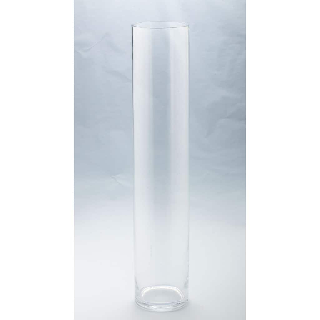 30" Clear Cylindrical Hand Blown Glass Vase