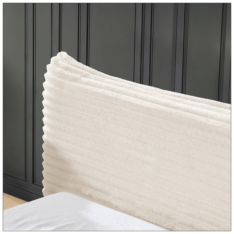 Queen Size Upholstered Bed FrameAnd velvet fabric No Box Spring Required