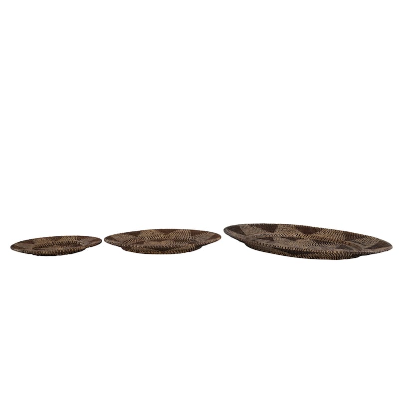 Rattan Plate Handmade Woven Floral Basket Home Wall Decor - Set of 3 Light Brown or Brown - Roche River Decor