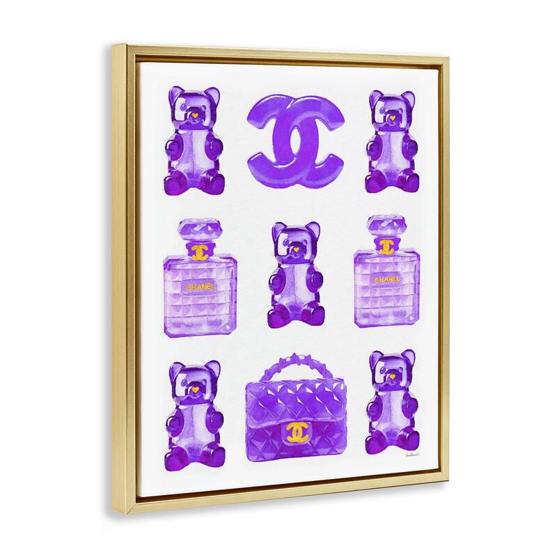 Stupell Purple Glam Gummy Candy Framed Floater Canvas Wall Art Design by Amanda Greenwood