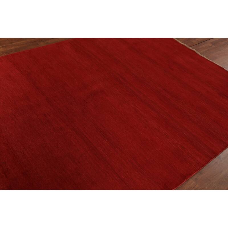 Gabbeh Modern Area Rug Handmade Oriental Red Wool Carpet - 5'6" x 7'10"