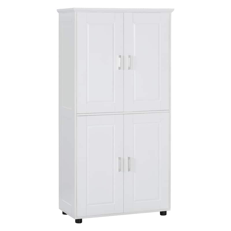 Tall and Wide Bathroom Floor Storage Cabinet, Bathroom Storage Unit, Freestanding Cabinet with 4 Doors, Adjustable Shelves
