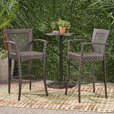 Farley Outdoor Wicker Barstool (Set of 2) by Christopher Knight Home