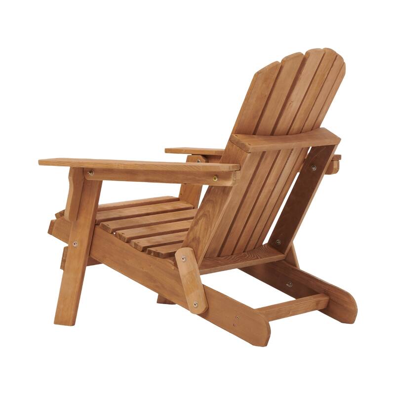 Oversize Wooden Outdoor Folding Adirondack Chair with Pre-Assembled BackRest & SeatBoard, for Garden Pool Deck Firepit