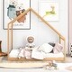 preview thumbnail 17 of 22, Full Size Solid Wood House Bed with Roof for Kids Full - Natural