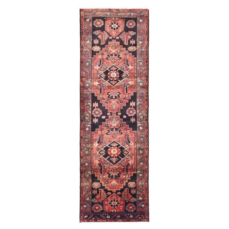 ECARPETGALLERY Hand-knotted Anatolian Vintage Black, Light Red Wool Rug - 3'5 x 10'6