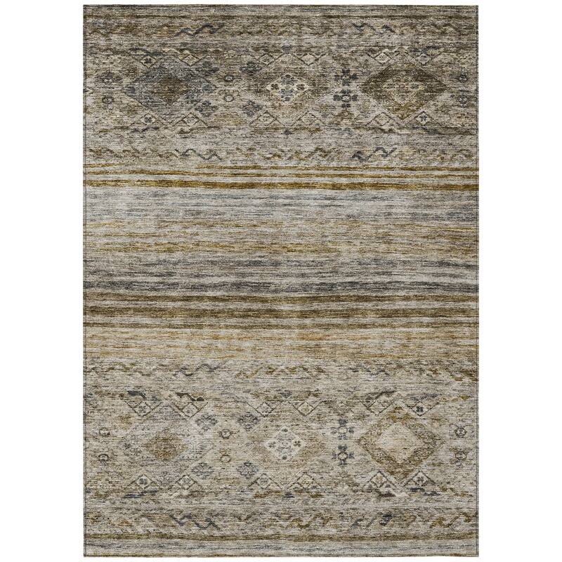 Machine Washable Indoor/ Outdoor Boho Moroccan Chantille Rug