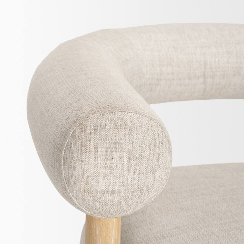 Gianna Open Back Medium Brown Wood w/ Taupe Boucle Fabric Accent Chair - 37.4L x 30.7W x 28.4H