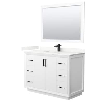Strada 48-inch Single Vanity, Quartz Top, 46-inch Mirror
