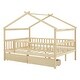 preview thumbnail 21 of 56, Full Size Wooden House Bed with Two Drawers and Solid Pine Frame