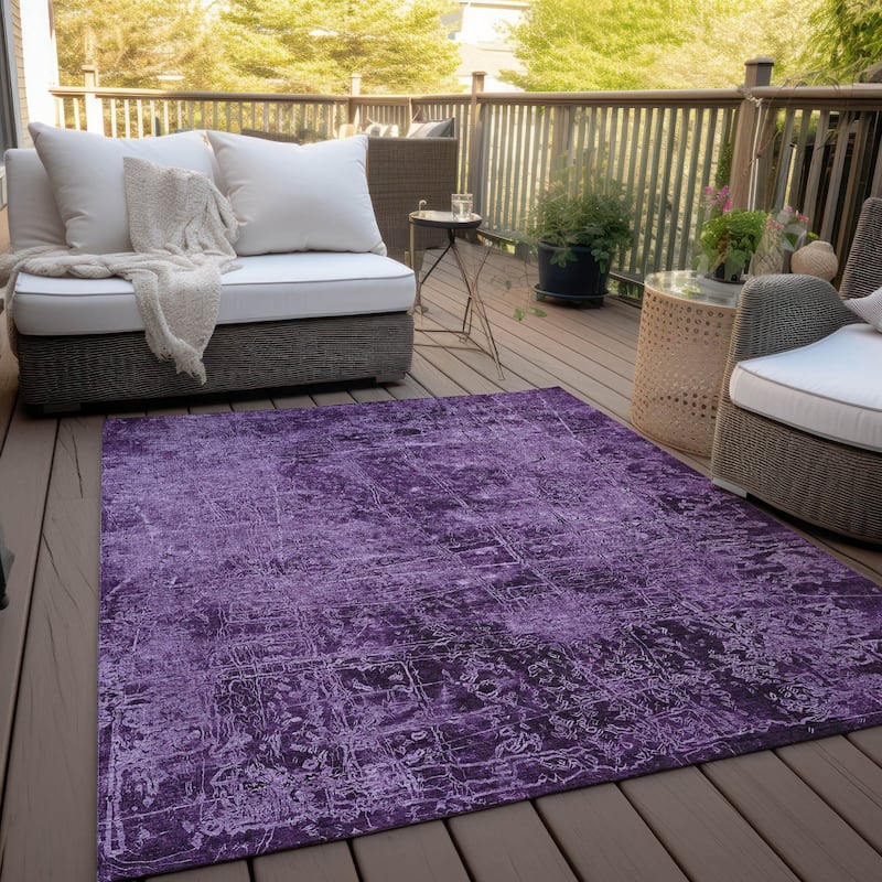 Almisi Artistic Abstract Weather Resistant Blended Style Outdoor Rug