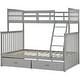 preview thumbnail 7 of 30, Twin Over Full Bunk Bed with Storage Drawers, Wooden Bunk Bed with Ladder and Safety Guard Rails