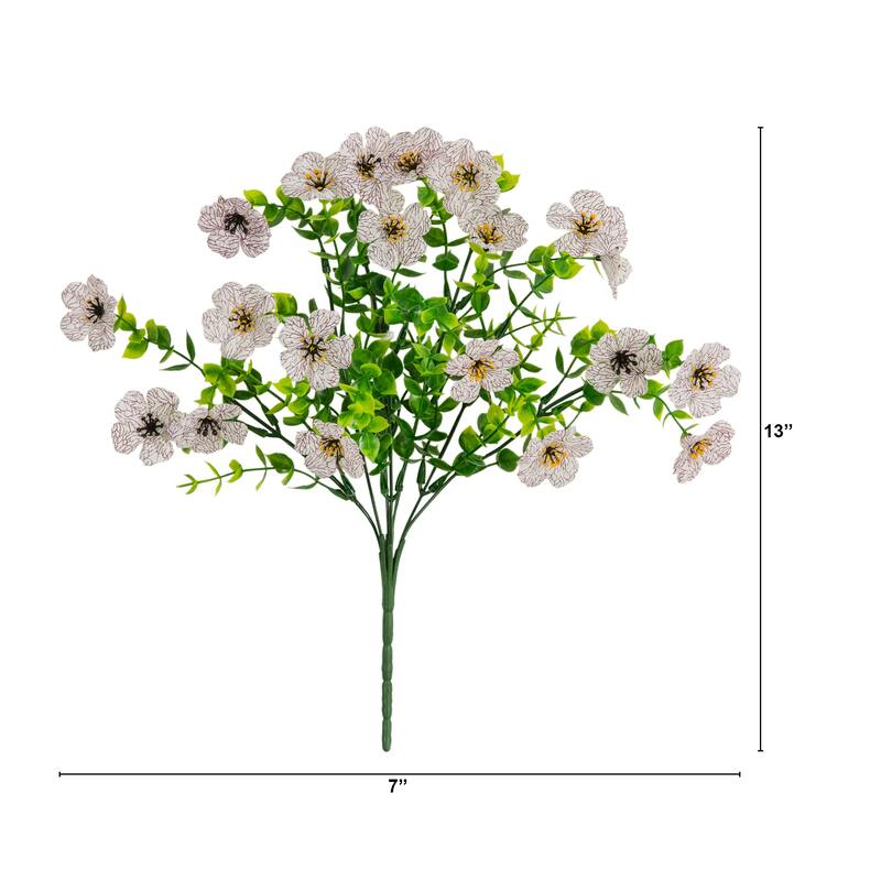 13-in UV Resistant Artificial Daisy Bush (Indoor/Outdoor) - Set of 12