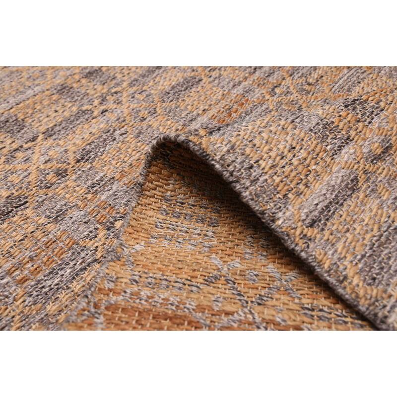 ECARPETGALLERY Flat-Weave Palas Denizli Tan Jute, Rayon Kilim - 5'3 x 7'8