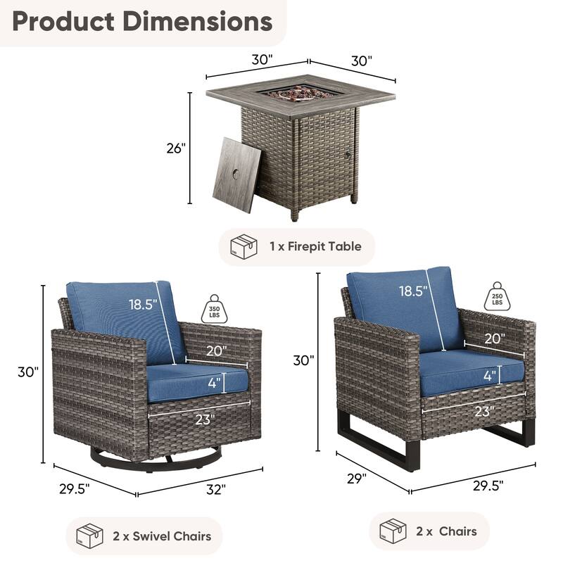 Outdoor Pocassy Glider Chairs Patio Chairs with Fire Table