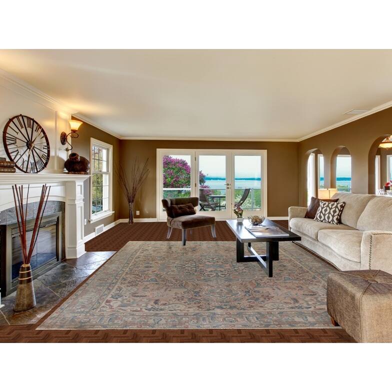 Hand Knotted Oriental 100% Wool Carpet Traditional Floral Pink Tabriz Area Rug - 12' 6'' X 9' 6''