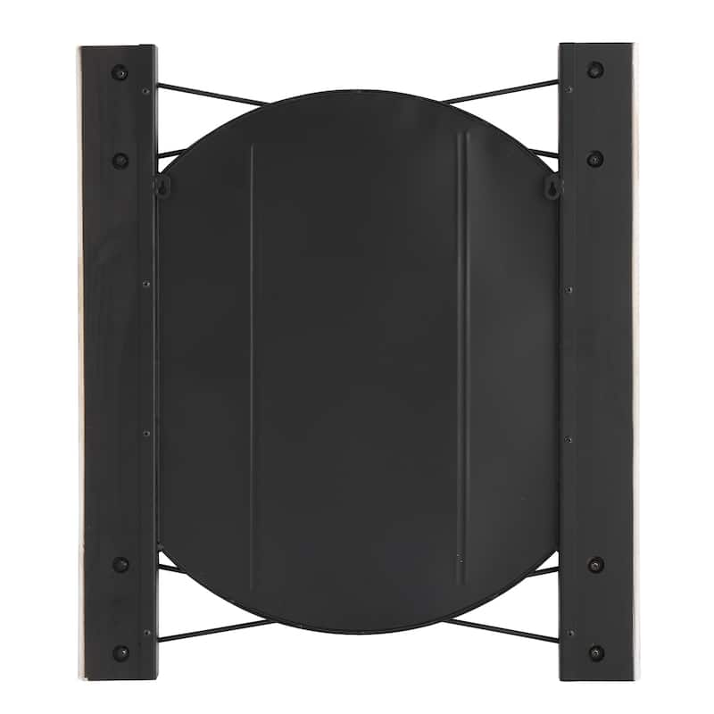 MacLuu Rustic Wood Wall Mirror - White Washed - 24.4"×27.5"