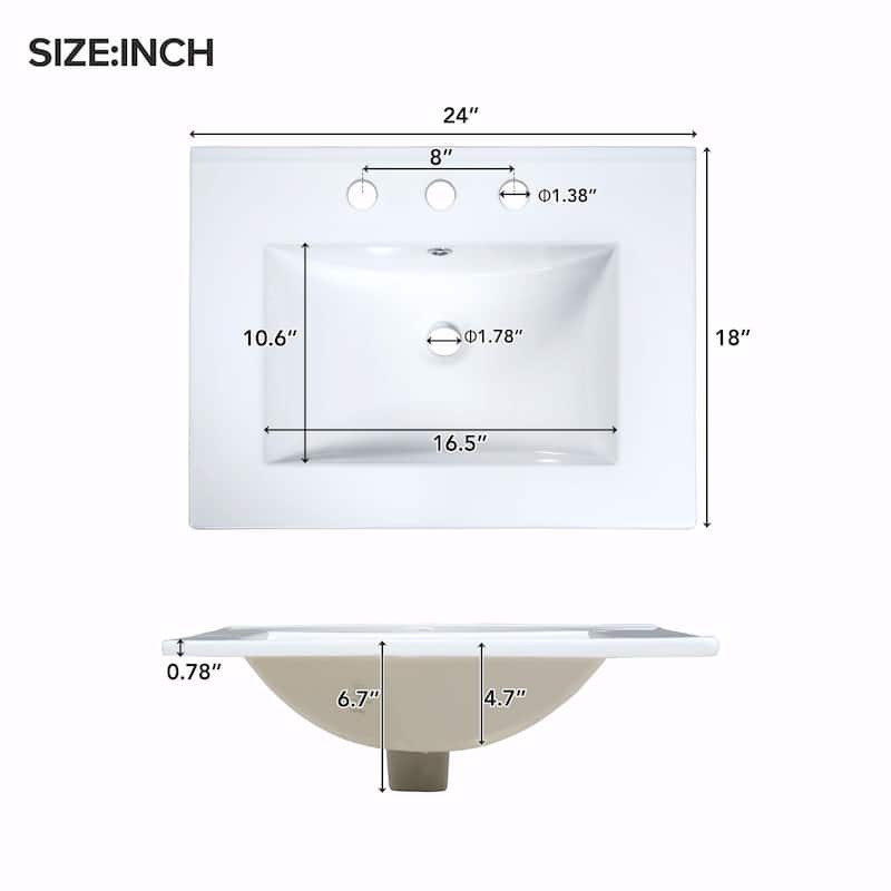24" Bathroom Vanity Combo with Ceramic Sink