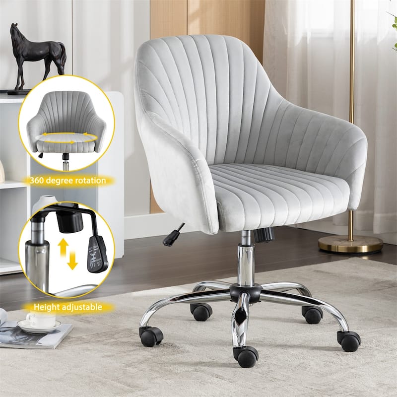 Modern Velvet Home Office Leisure Desk Swivel Chair with Adjustable Height