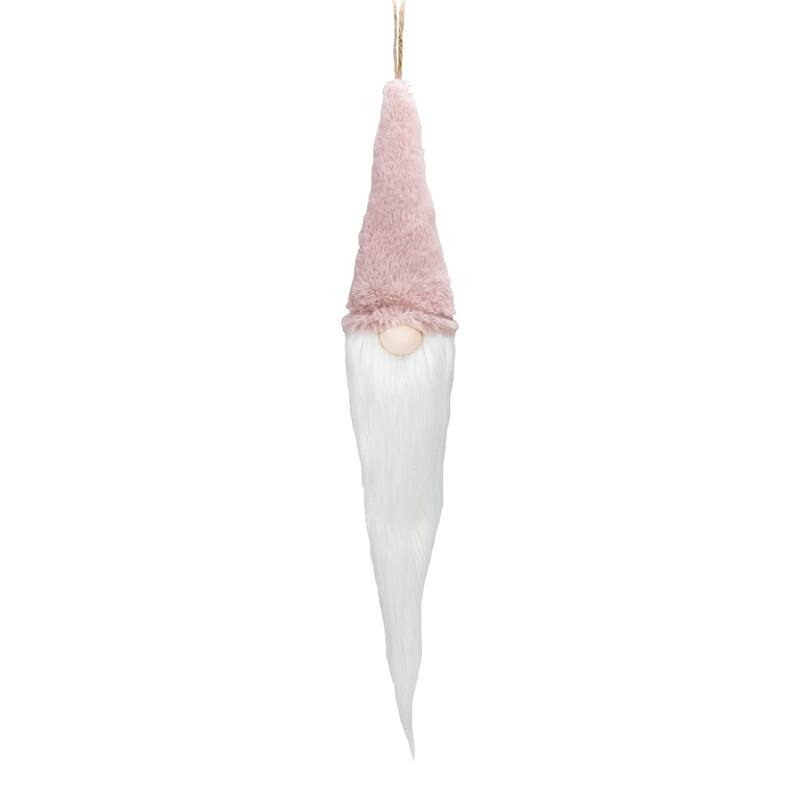 24" Plush Pink White Holiday Collections Gnome Christmas Ornament