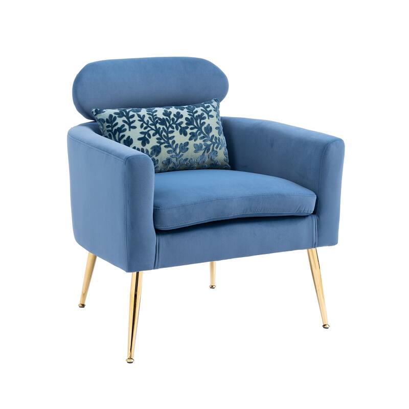 Velvet Upholstered Accent Chair With A Pillow