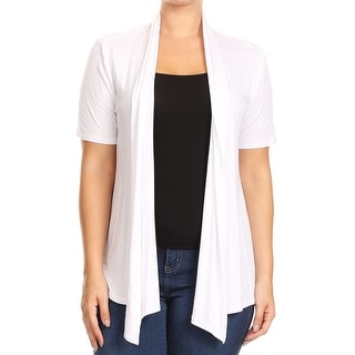 Shop Women Plus Size Short Sleeve Jacket Casual Cover Up White