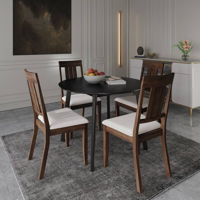 CraftPorch Classic 4-Piece Chair and Round Table Wooden Dining Set