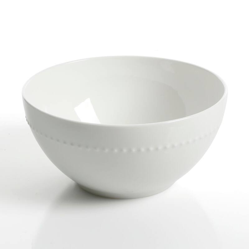 Friendly Feast 16 Piece Beaded Bone China Double Bowl Dinnerware Set