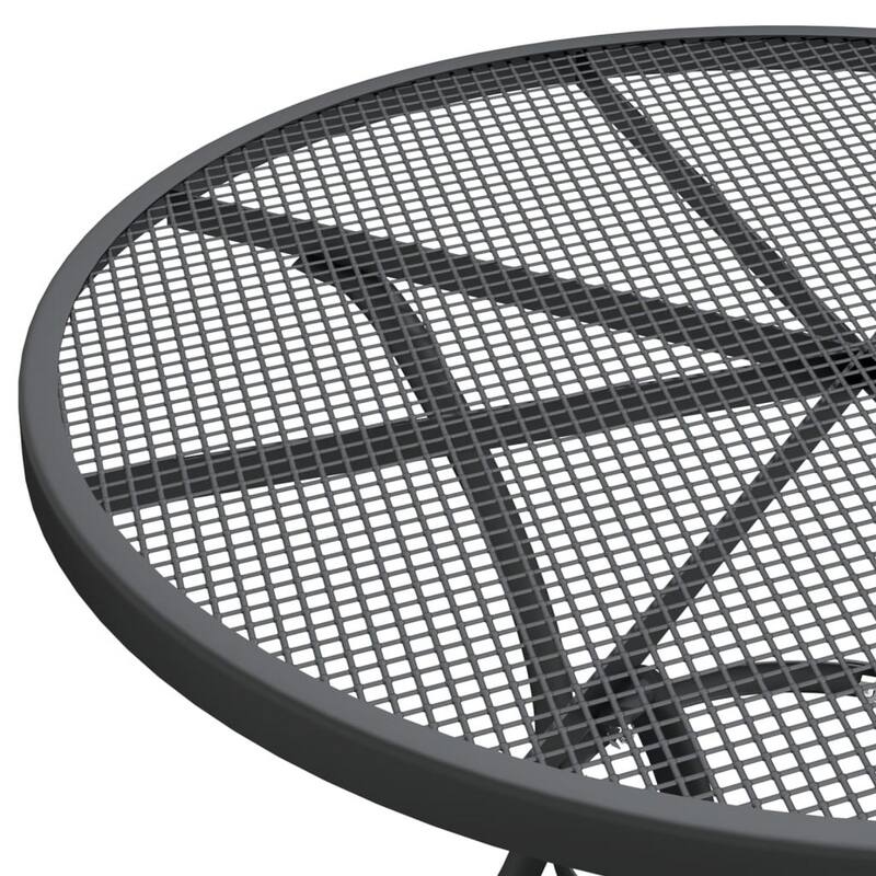 Yoko Outdoor Breakfast Table, Dark Gray Mesh Iron, Round 32 Inch Top