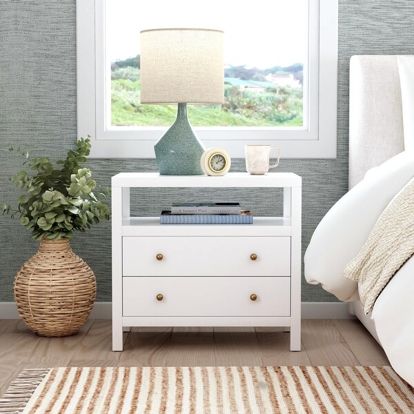 Nora 2-Drawer Wood Wide Nightstand - Bed Bath & Beyond - 37362134