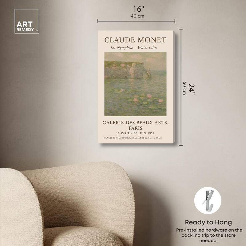 Water Lilies Canvas Vintage Art by Art Remedy, Gallery Wrapped