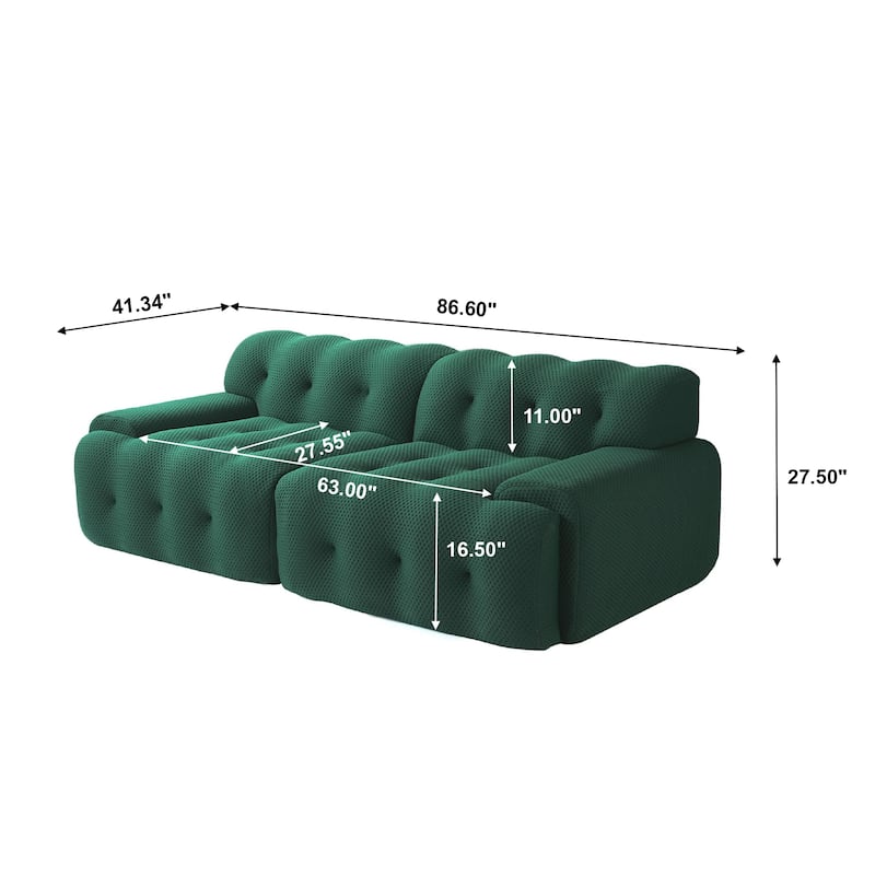 86.6" Loveseat 3D Mesh Fabric Sectional Sofa Modern Comfy Modular Floor Couch for Living Room, Office, Apartment