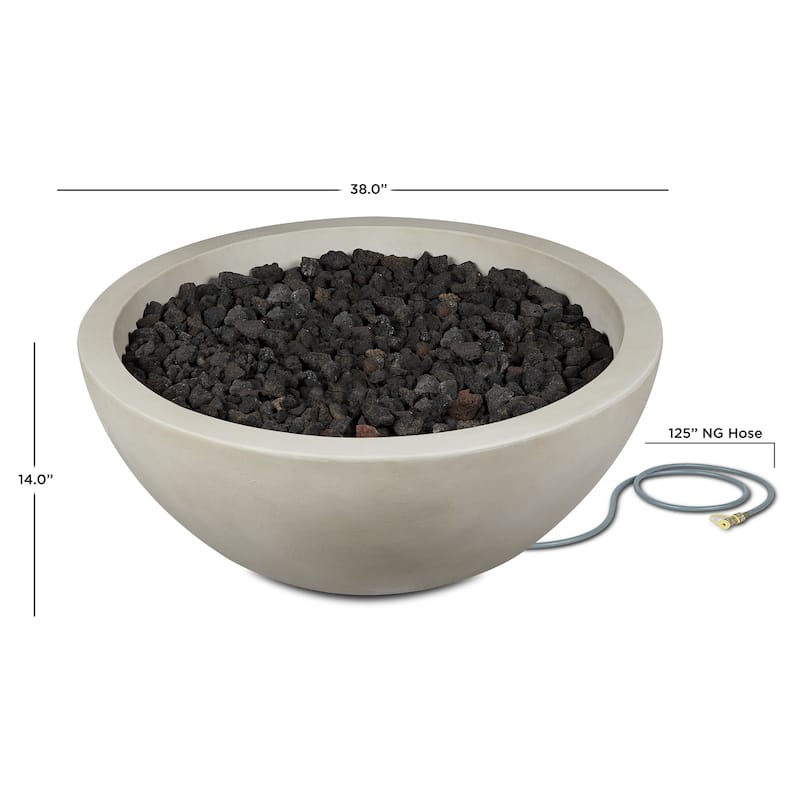 Alta Medium Natural Gas Fire Bowl in Fog by Jensen Co - 38 x 38 x 14