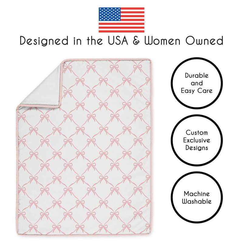 Sweet Jojo Designs Pink Bows Girl 3pc Mini Crib Bedding Set - Elegant Bow for the Ballerina Ballet Dancer Princess Collection