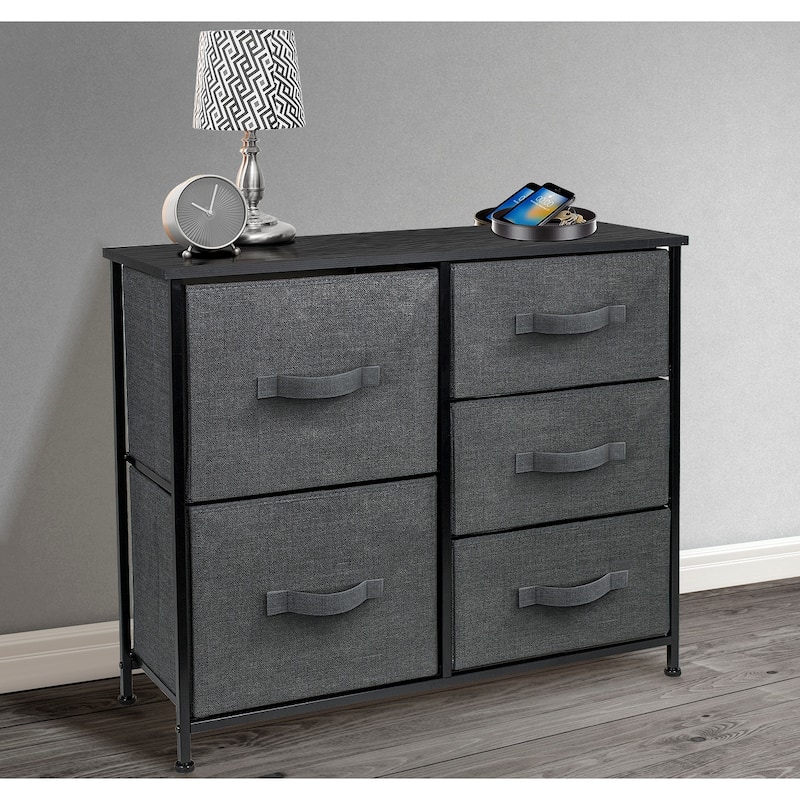 Dresser w/ 5 Drawers - Furniture Storage Tower Unit for Home, Bedroom