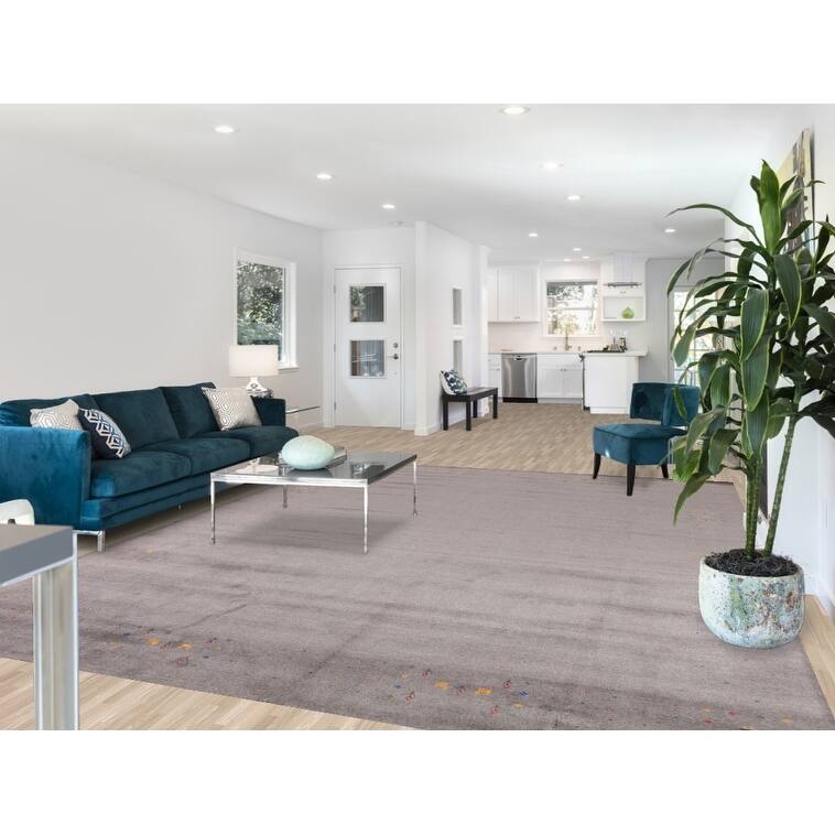 Gray Gabbeh Oriental Area Rug Hand-Knotted Wool Carpet - 9'4" x 12'2"