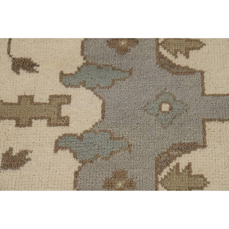 Ivory Oushak Indian Area Rug Handmade Wool Carpet - 8'1"x 9'8"