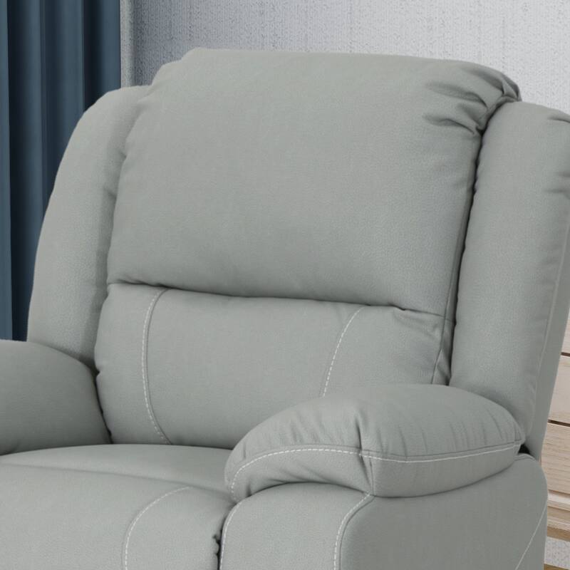 Living Room Swivel Manual Recliner 39" Wide Faux Leather Upholstered Recliner Chair with Metal Base for Bedroom, Office