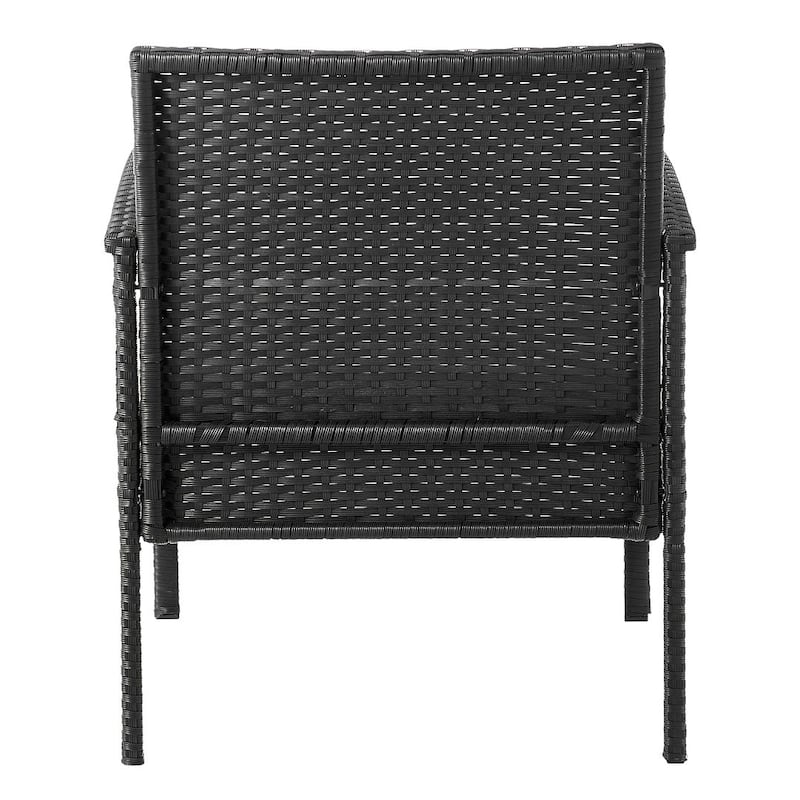 Manhattan Comfort Noli Steel Rattan 3-Piece Patio Conversation Set with Cushions