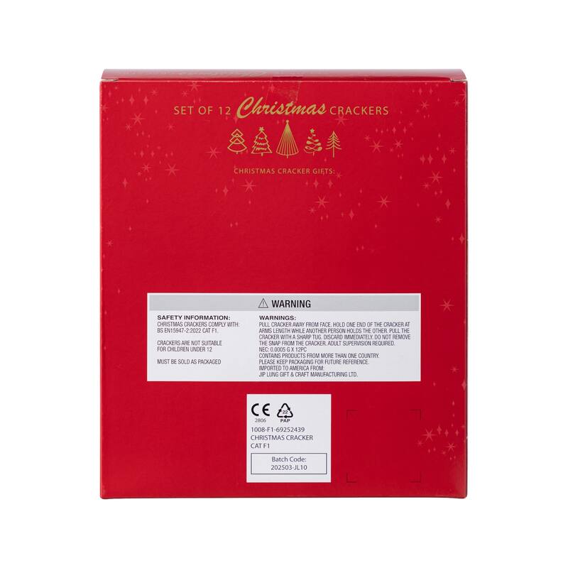 Glitzhome 24PK Christmas Candy Cane & Snowflake with Bow Party Crackers with Gift Contents