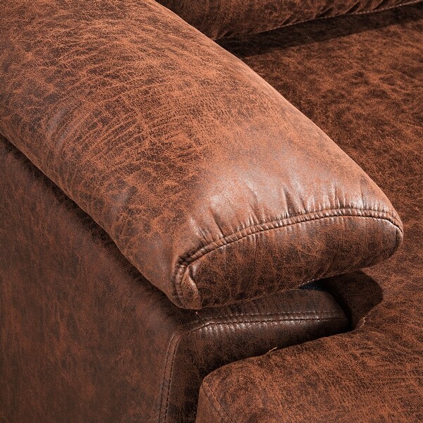 OVIOS Mid-Century Suede Reversible Chaise Sofa With Metal OVIOS Mid-Century Suede Reversible Chaise Sofa With Metal