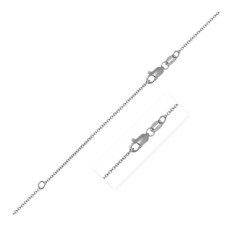 Extendable Cable Chain Necklace in 14k White Gold (1.0mm) 18" Inches