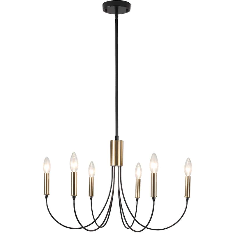 6-Light Modern Chandelier, Farmhouse Chandelier, Candle Style Chandelier for Dining Living Room Kitchen Island - 23.62"Dx8.86"H