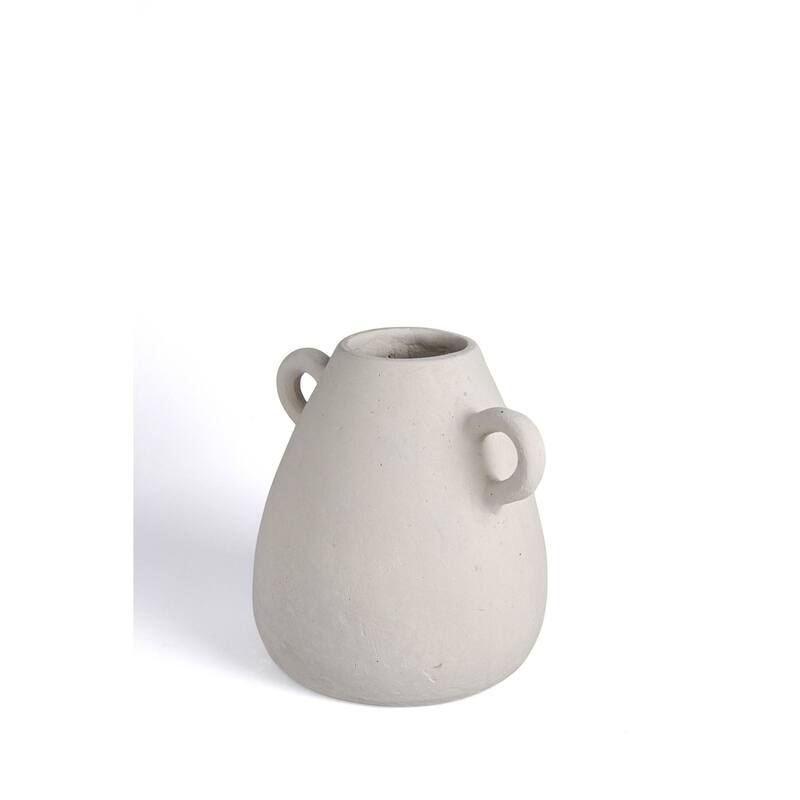 Paper Mache Vase White Dia 8.66" - NATURAL WHITE - NATURAL WHITE