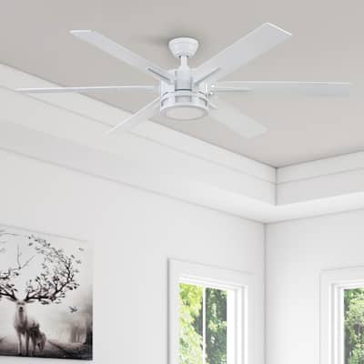 56" Honeywell Kaliza Bright White Indoor Modern LED Ceiling Fan with Light and Remote Control