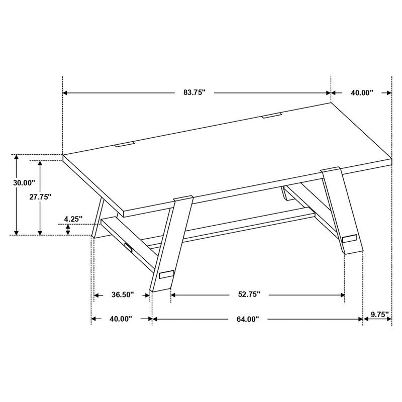 Sharon Blue and Brown Rectangular Trestle Base Dining Table Set